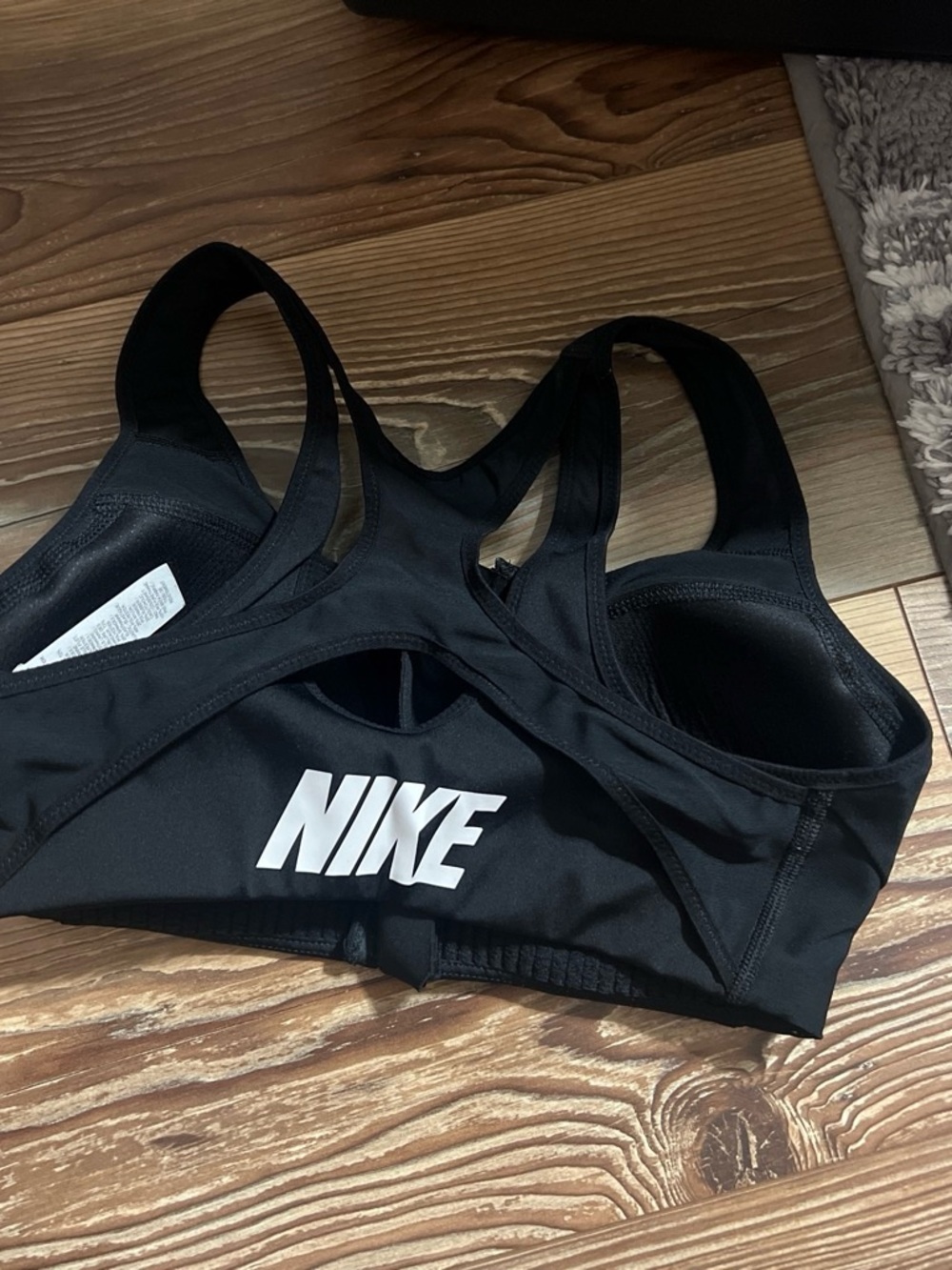 Nike Black Racerback Sports Bra with White Logo